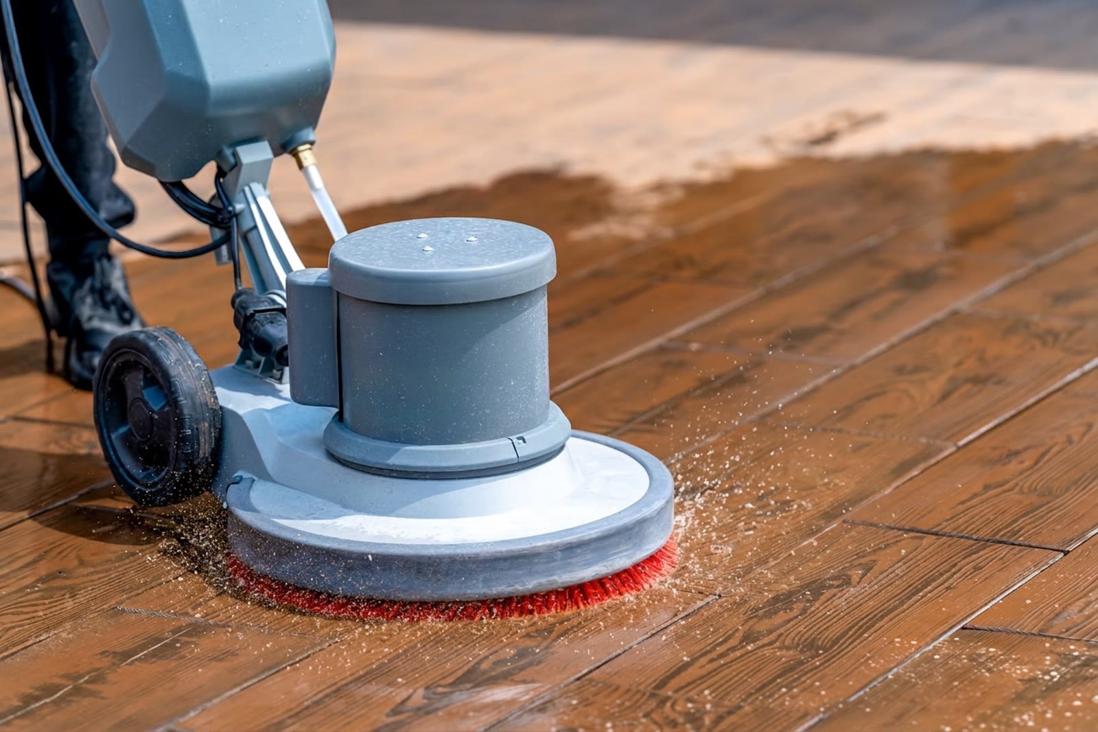 Floor scrubbing as part of Summit Group's cleaning service